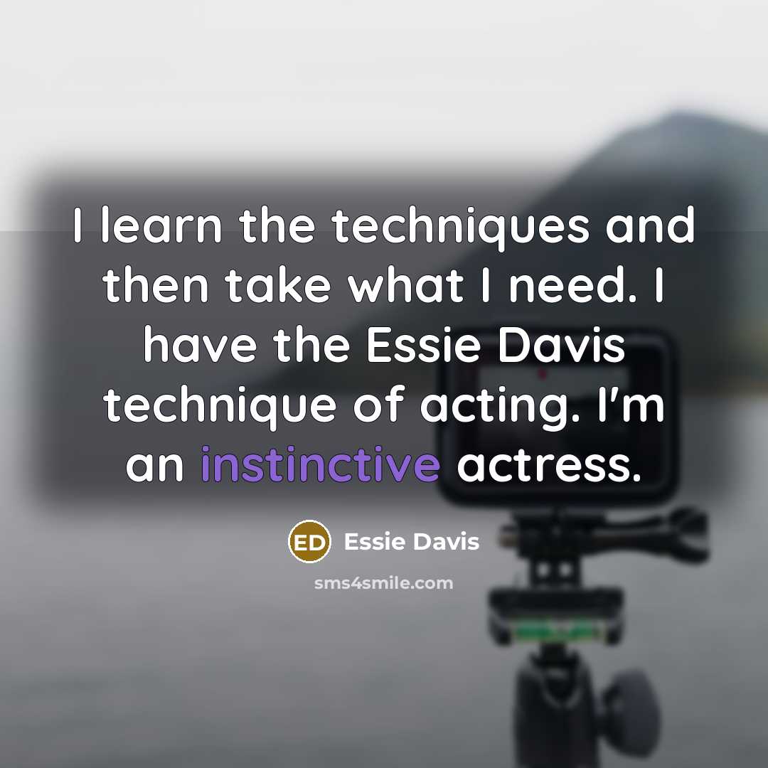 “I learn the techniques and then take what I need. I have the Essie Davis technique of acting. I'm an instinctive actress.” quote by Essie Davis
