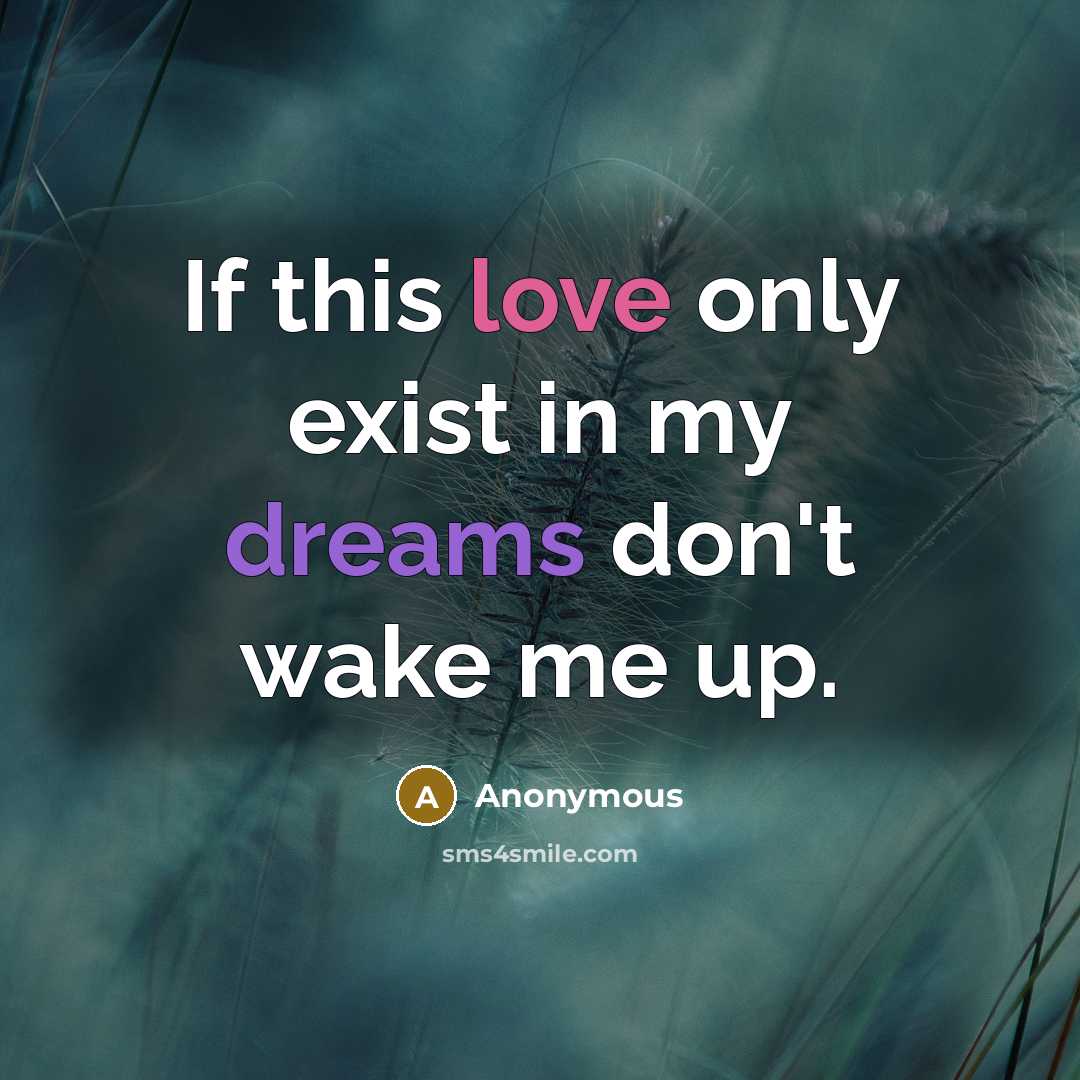 “If this love only exist in my dreams don't wake me up.” quote by Anonymous