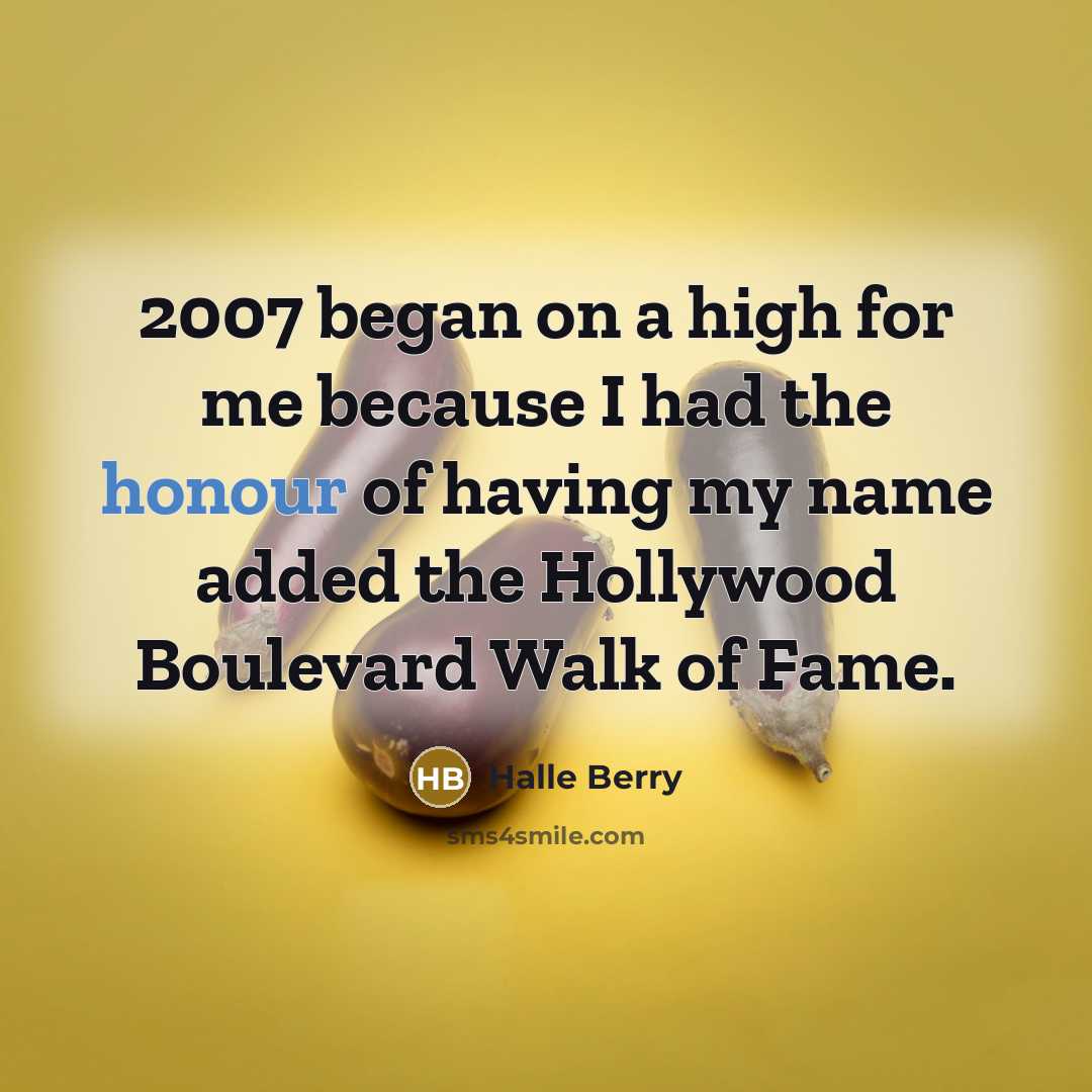 “2007 began on a high for me because I had the honour of having my name added the Hollywood Boulevard Walk of Fame.” quote by Halle Berry