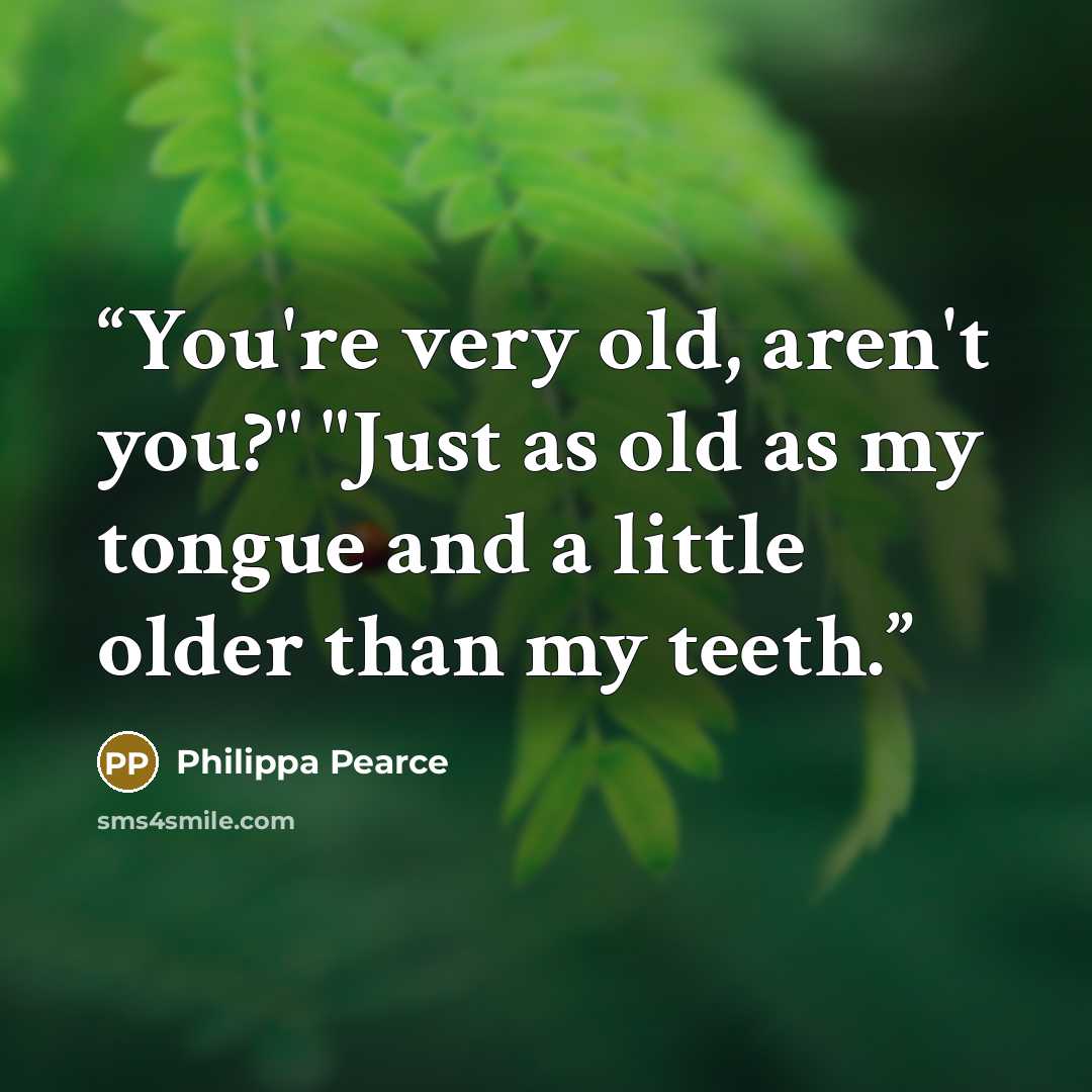 “You're very old, aren't you?" "Just as old as my tongue and a little older than my teeth.” quote by Philippa Pearce