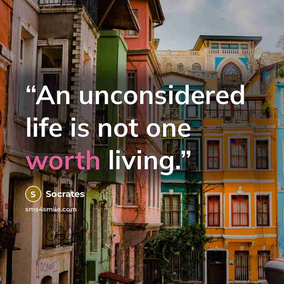 “An unconsidered life is not one worth living.” quote by Socrates