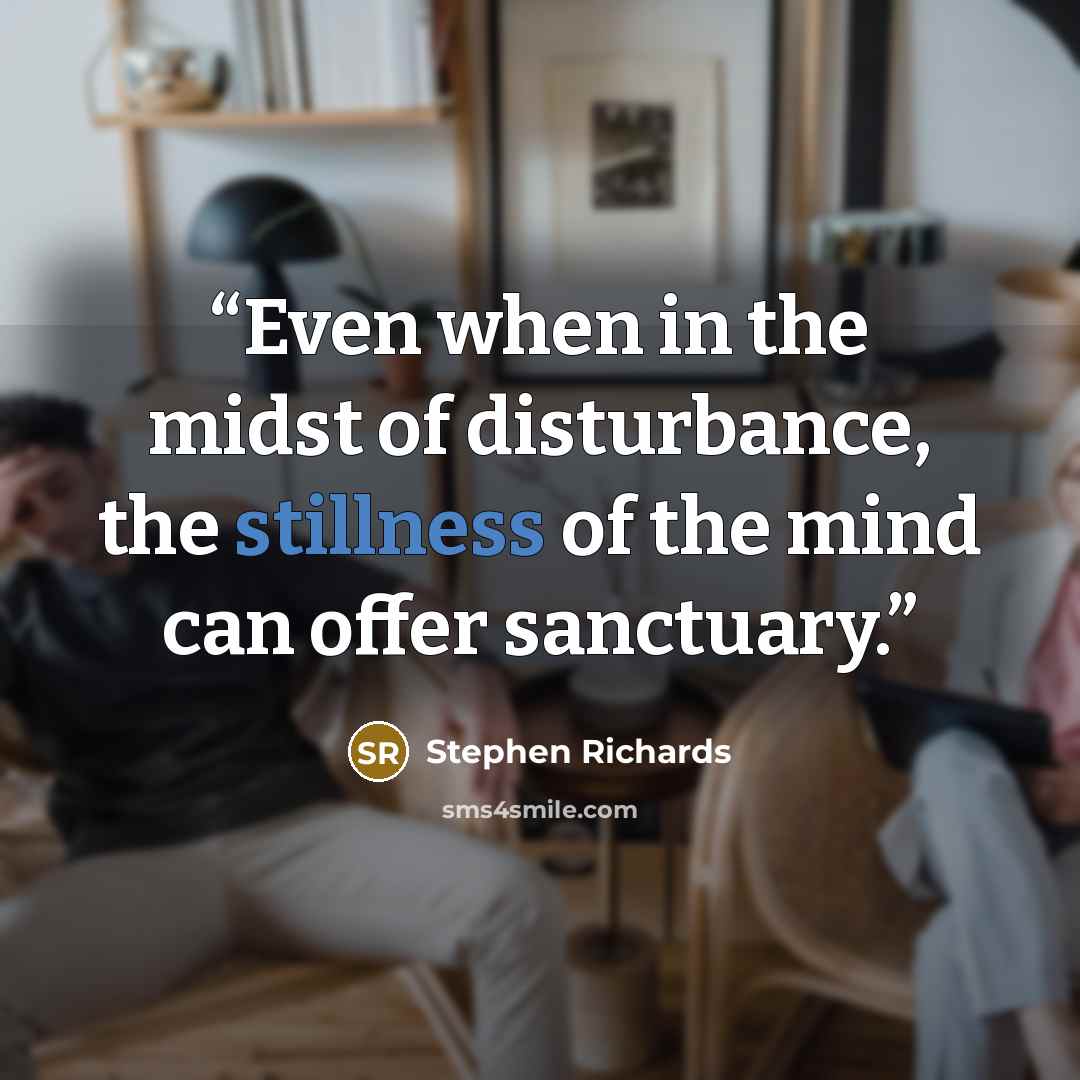 “Even when in the midst of disturbance, the stillness of the mind can offer sanctuary.” quote by Stephen Richards