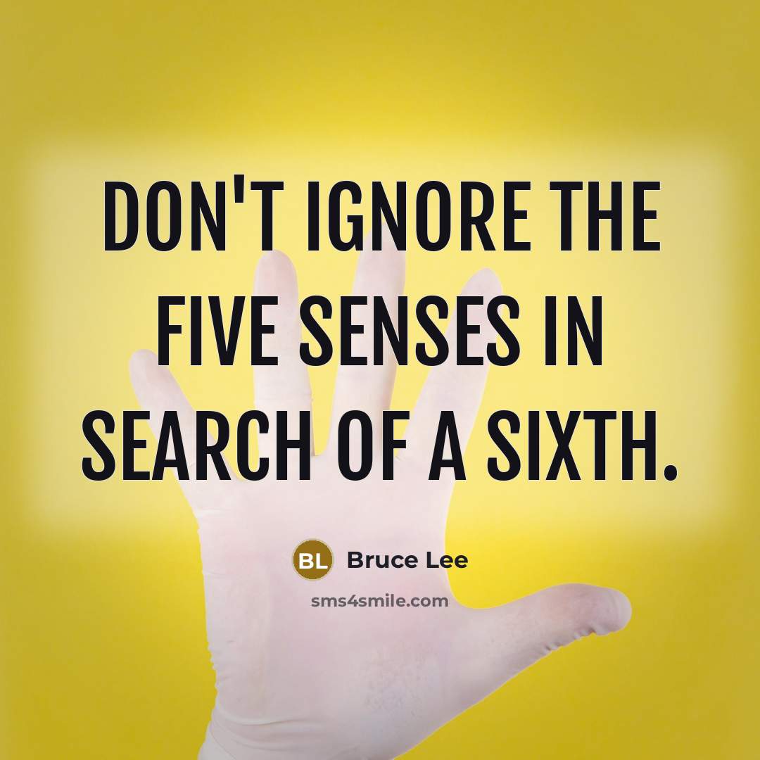 “Don't ignore the five senses in search of a sixth.” quote by Bruce Lee
