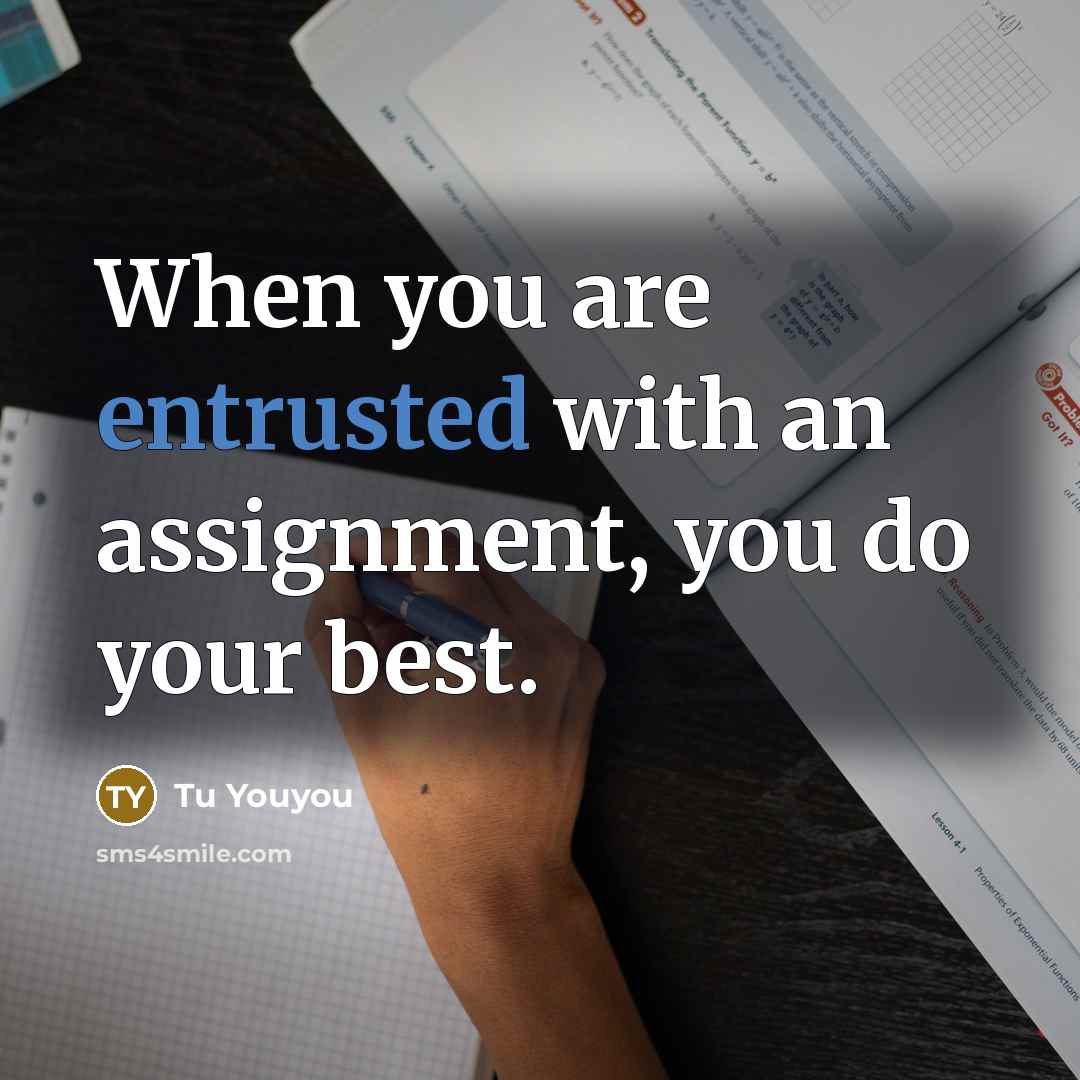 “When you are entrusted with an assignment, you do your best.” quote by Tu Youyou