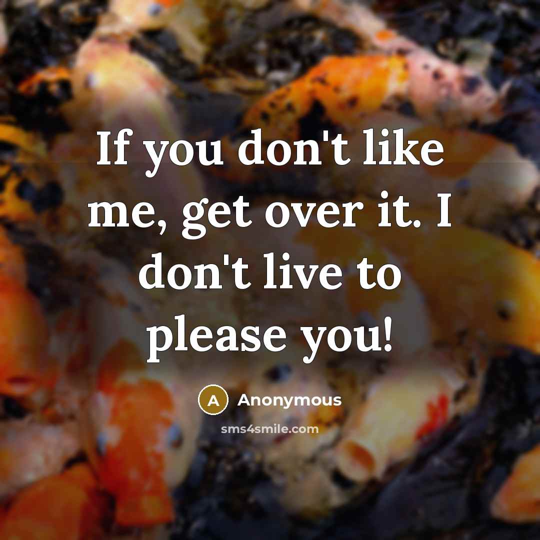“If you don't like me, get over it. I don't live to please you!” quote by Anonymous