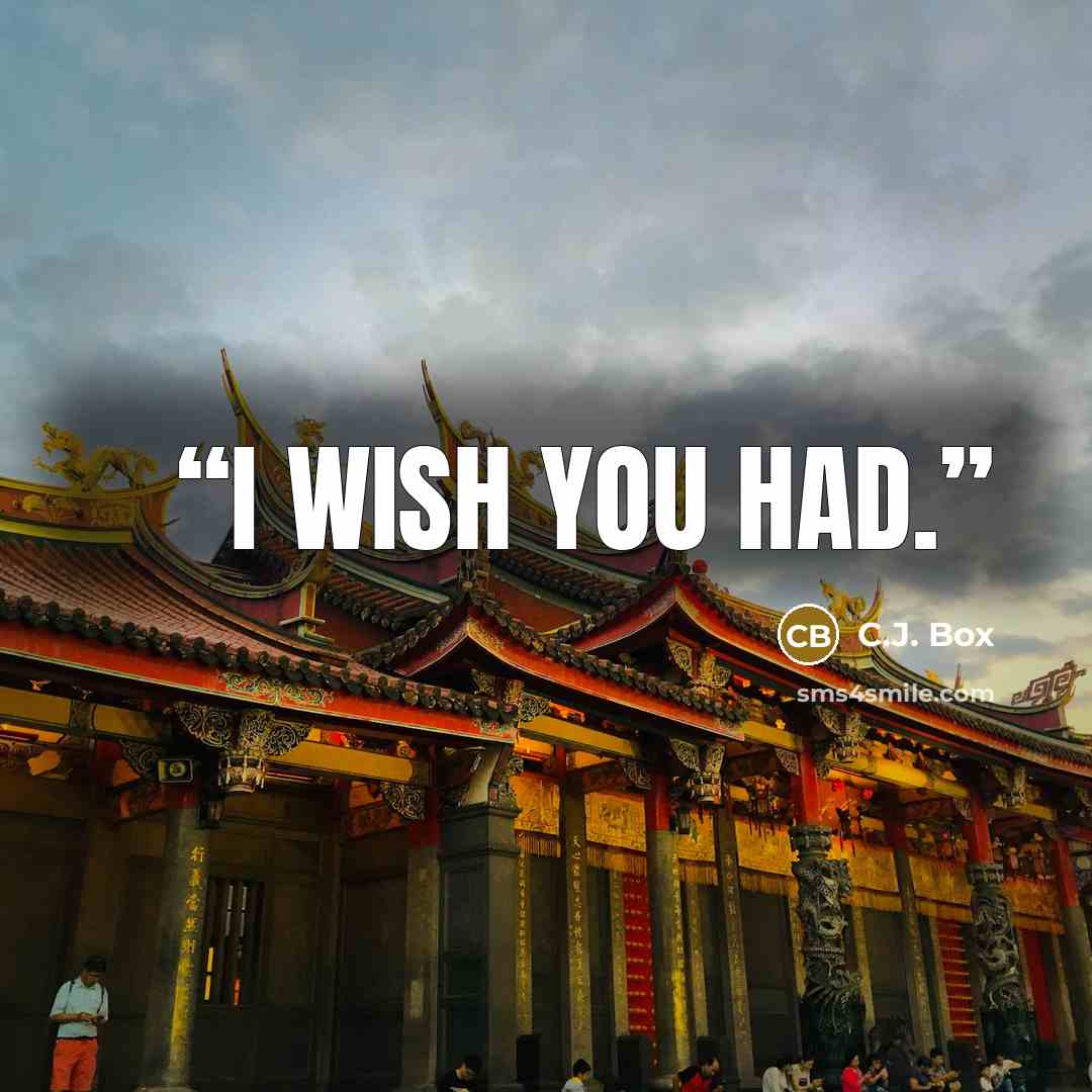 “I wish you had.” quote by C.J. Box
