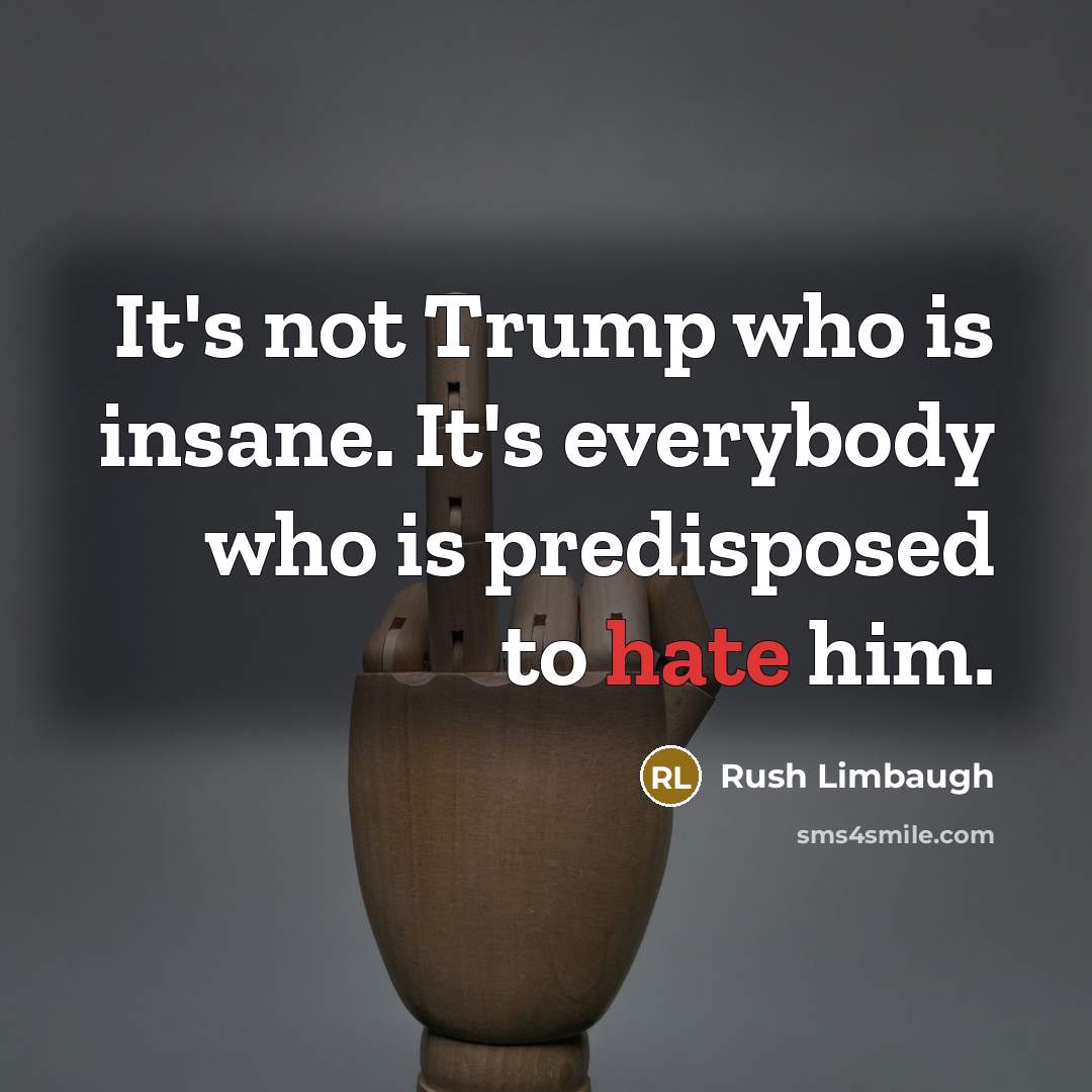 “It's not Trump who is insane. It's everybody who is predisposed to hate him.” quote by Rush Limbaugh