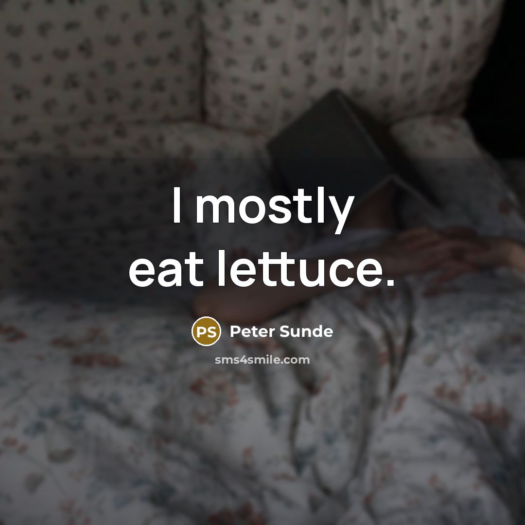 “I mostly eat lettuce.” quote by Peter Sunde