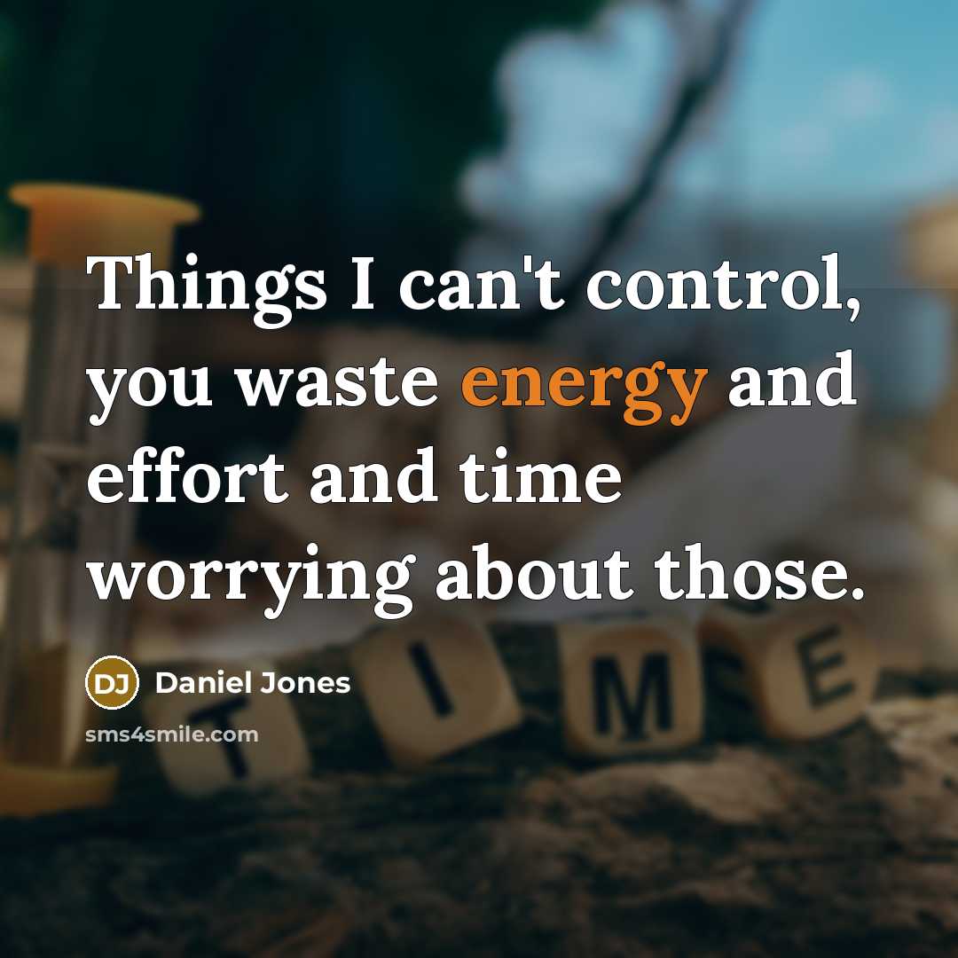 “Things I can't control, you waste energy and effort and time worrying about those.” quote by Daniel Jones