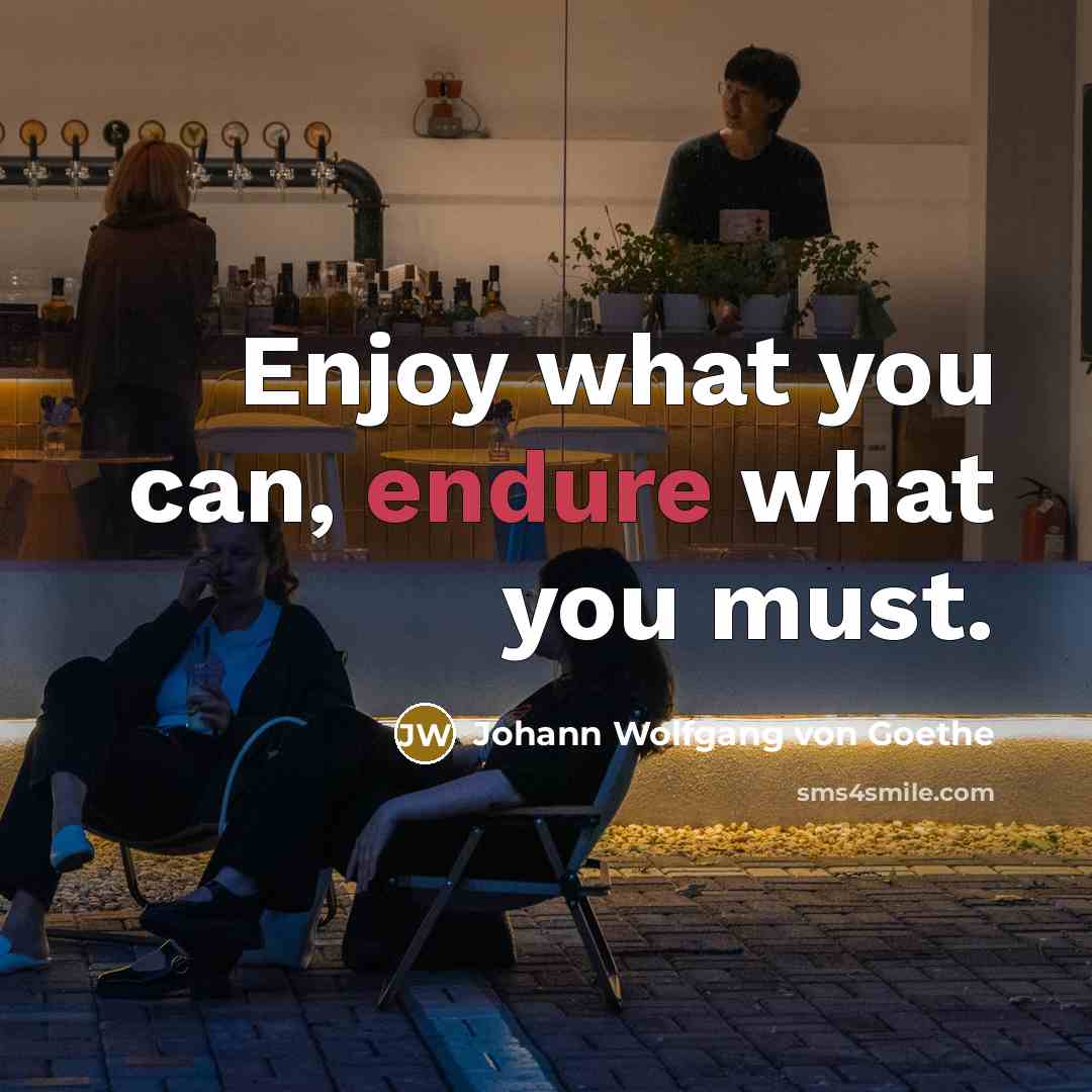 “Enjoy what you can, endure what you must.” quote by Johann Wolfgang von Goethe