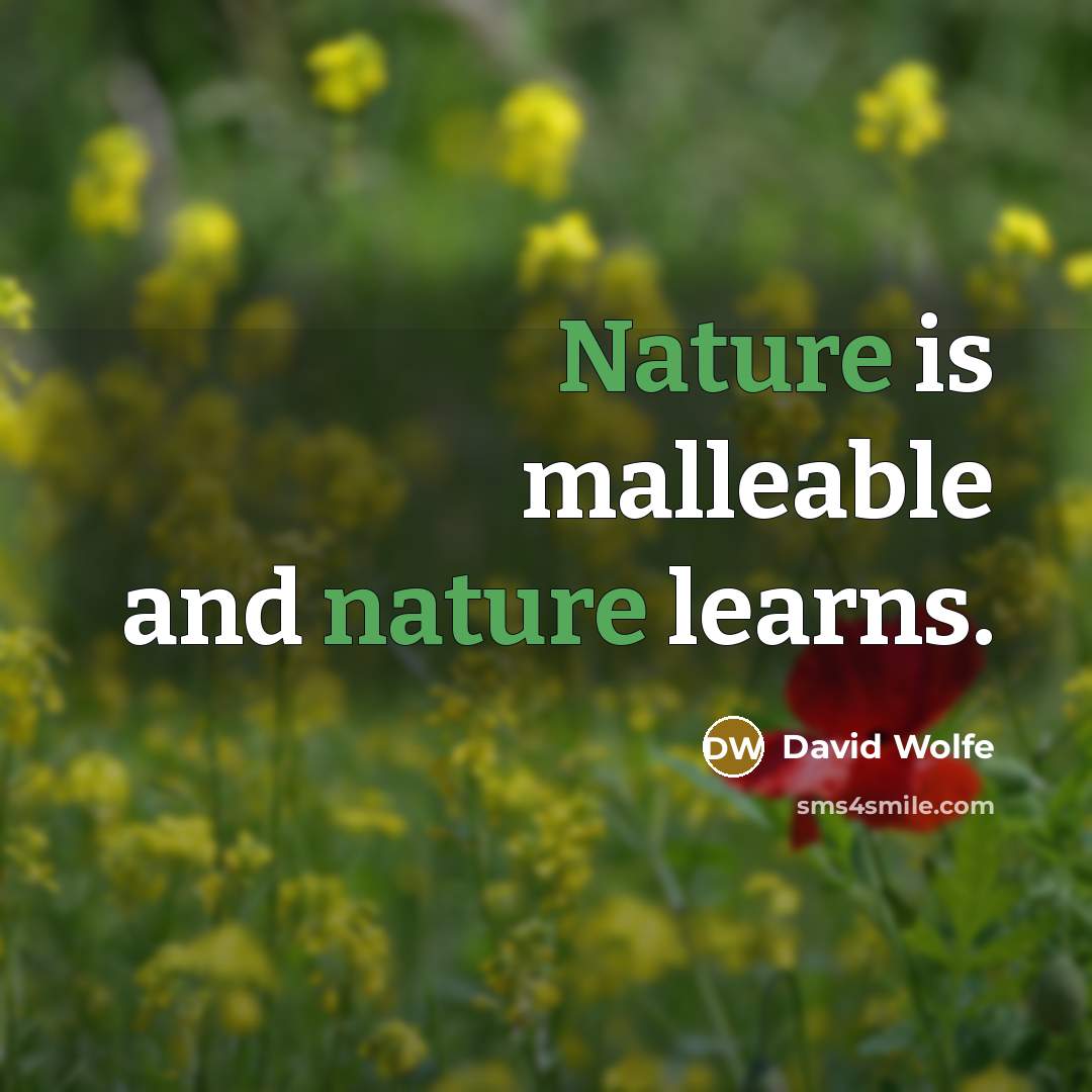 “Nature is malleable and nature learns.” quote by David Wolfe