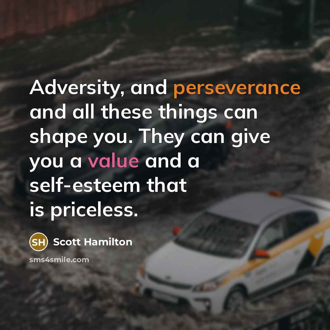 “Adversity, and perseverance and all these things can shape you. They can give you a value and a self-esteem that is priceless.” quote by Scott Hamilton