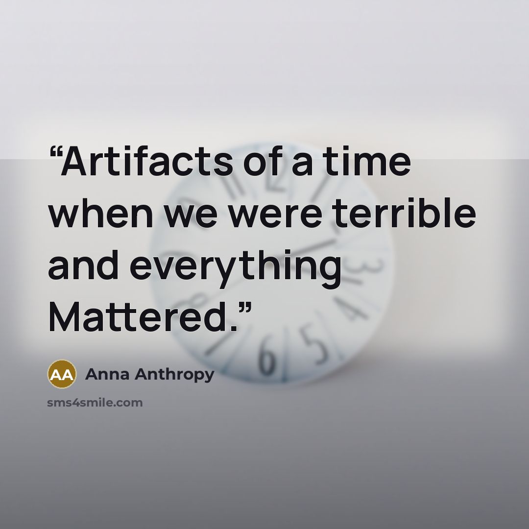 “Artifacts of a time when we were terrible and everything Mattered.” quote by Anna Anthropy