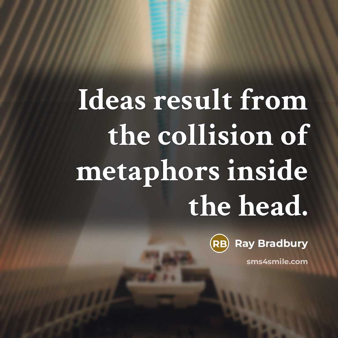 “Ideas result from the collision of metaphors inside the head.” quote by Ray Bradbury