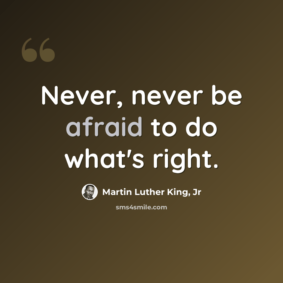 “Never, never be afraid to do what's right.” quote by Martin Luther King, Jr