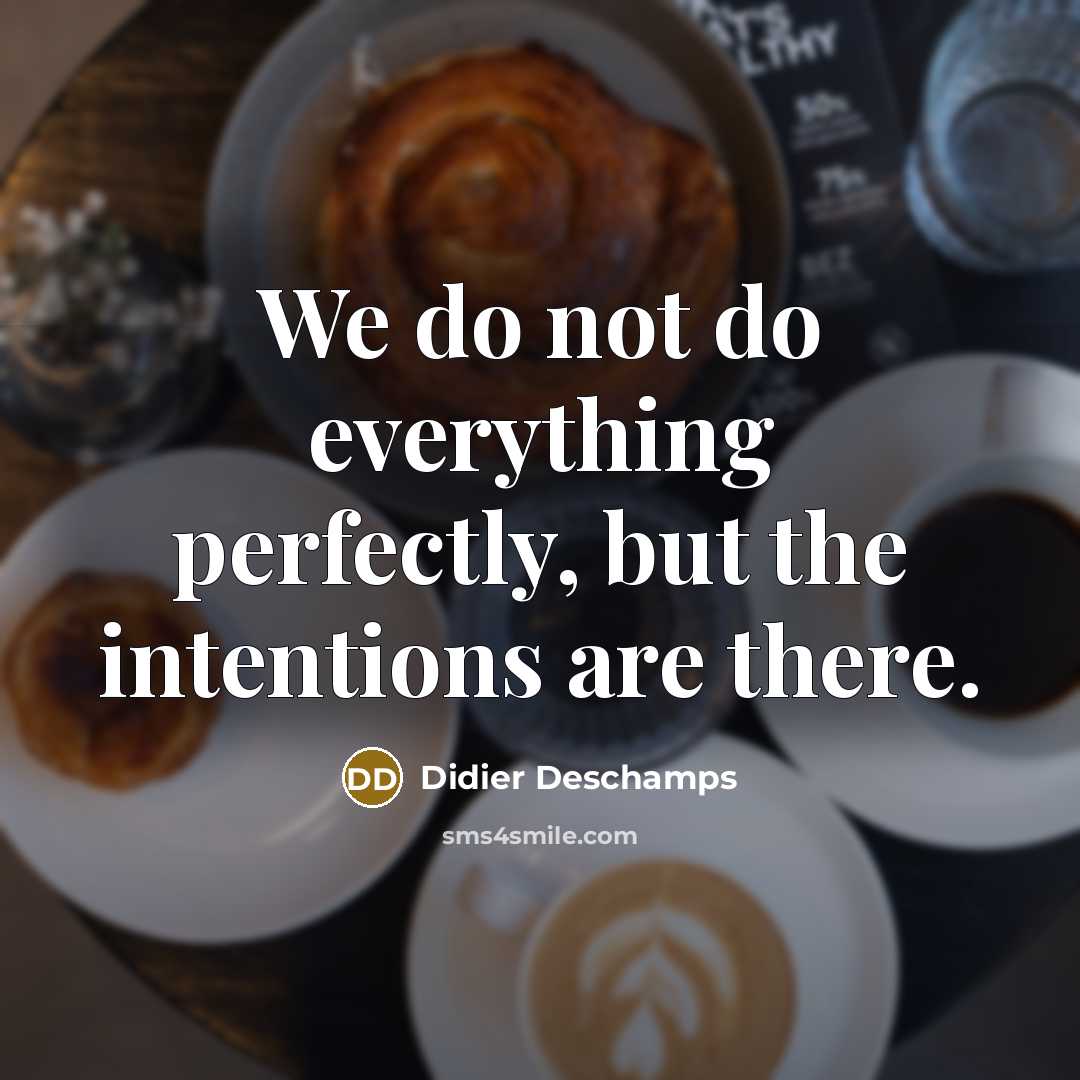 “We do not do everything perfectly, but the intentions are there.” quote by Didier Deschamps