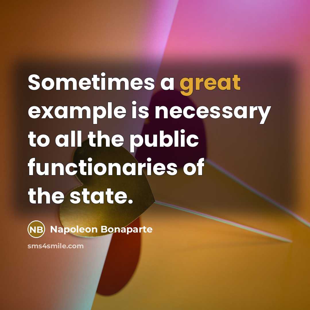 “Sometimes a great example is necessary to all the public functionaries of the state.” quote by Napoleon Bonaparte