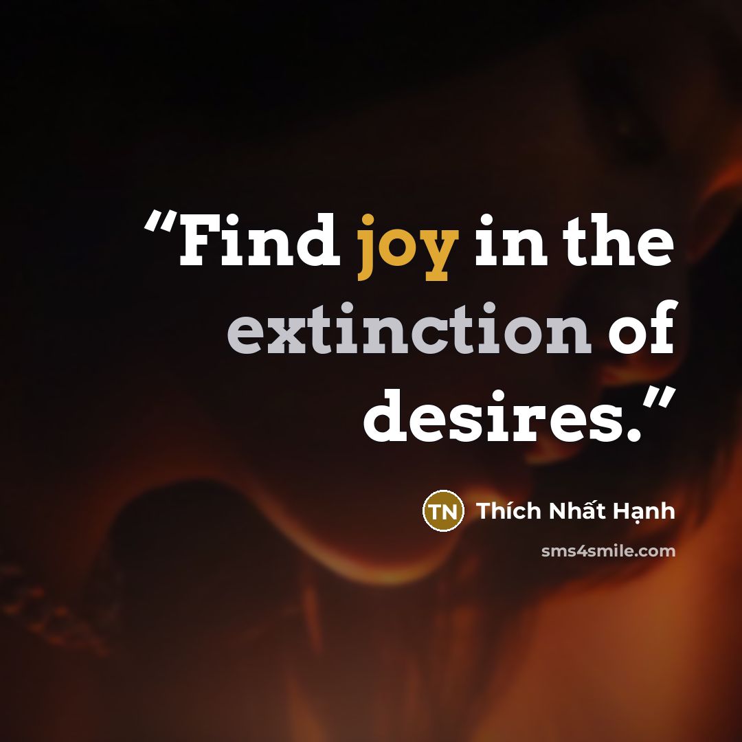 “Find joy in the extinction of desires.” quote by Thích Nhất Hạnh