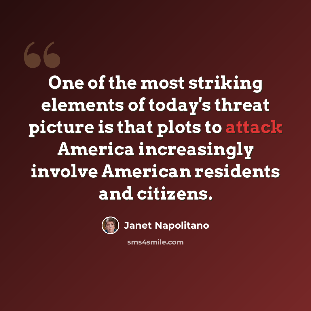 “One of the most striking elements of today's threat picture is that plots to attack America increasingly involve American residents and citizens.” quote by Janet Napolitano