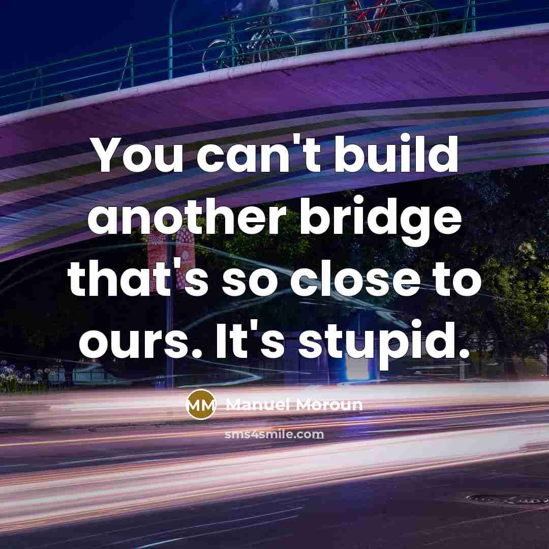 “You can't build another bridge that's so close to ours. It's stupid.” quote by Manuel Moroun