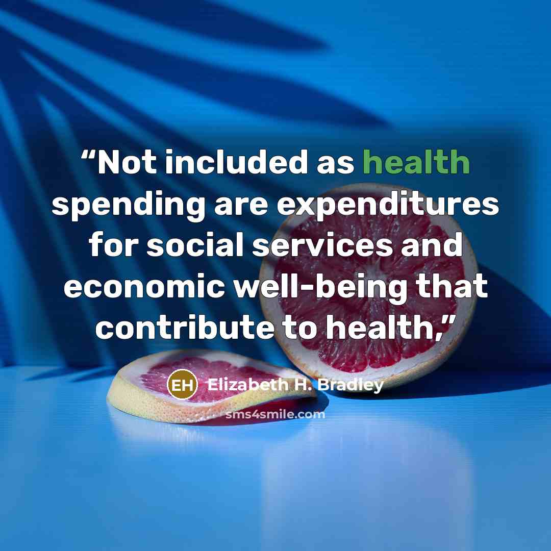 “Not included as health spending are expenditures for social services and economic well-being that contribute to health,” quote by Elizabeth H. Bradley