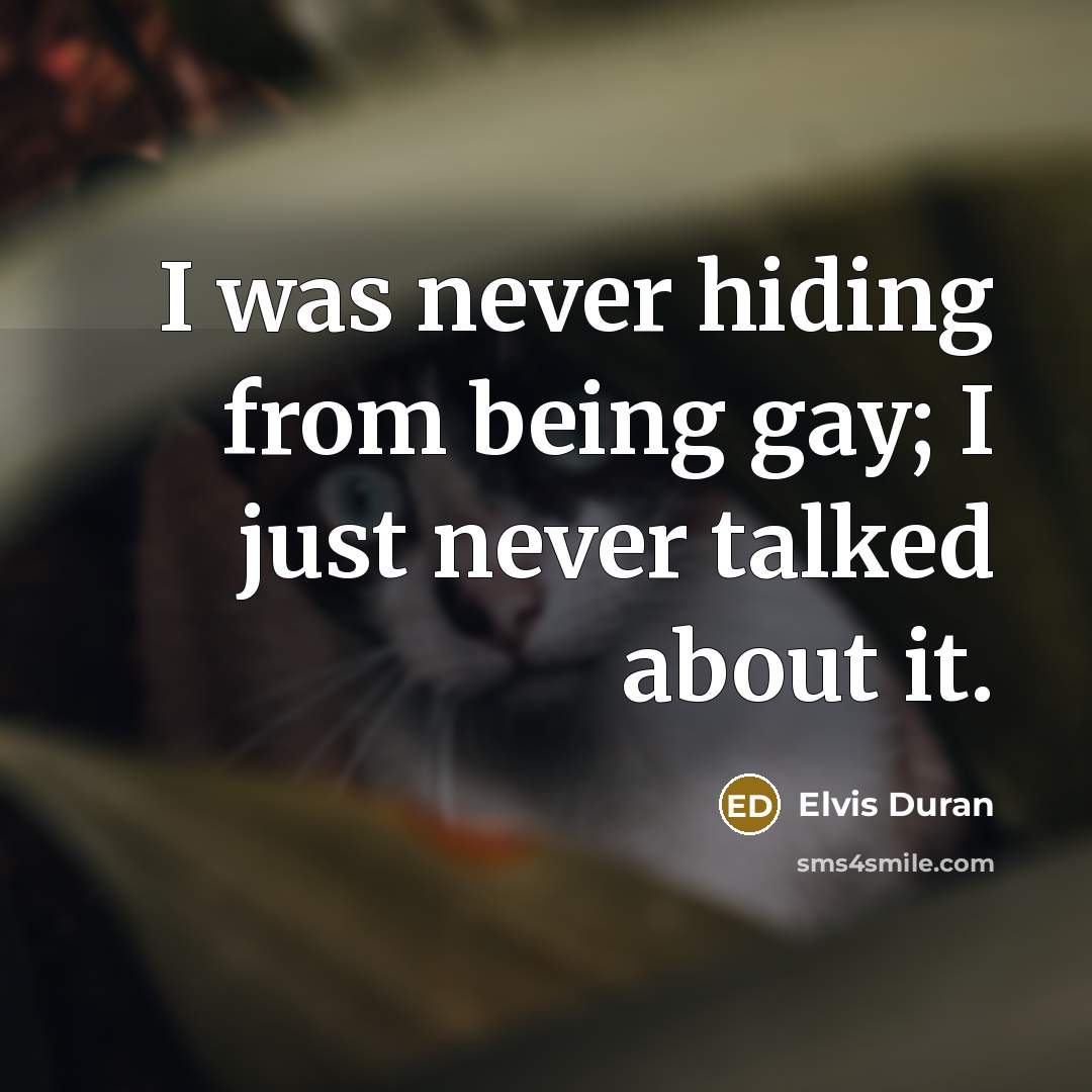 “I was never hiding from being gay; I just never talked about it.” quote by Elvis Duran