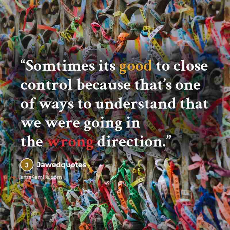 “Somtimes its good to close control because that’s one of ways to understand that we were going in the wrong direction.” quote by Jawedquotes