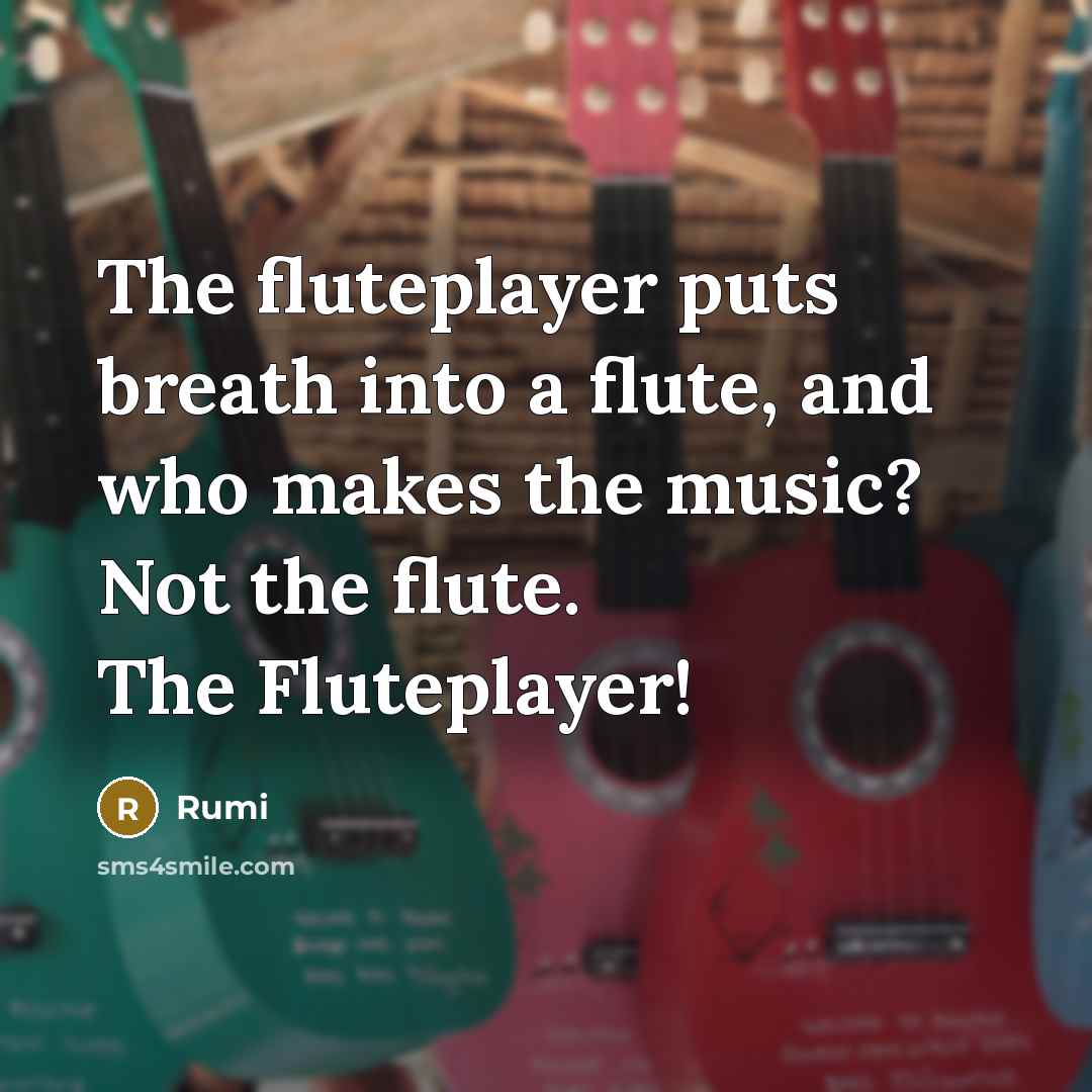 “The fluteplayer puts breath into a flute, and who makes the music? Not the flute. The Fluteplayer!” quote by Rumi