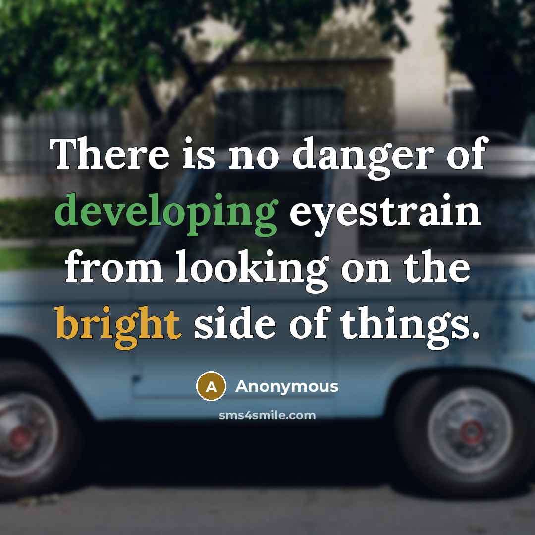 “There is no danger of developing eyestrain from looking on the bright side of things.” quote by Anonymous