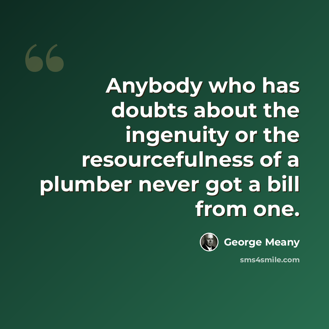 “Anybody who has doubts about the ingenuity or the resourcefulness of a plumber never got a bill from one.” quote by George Meany