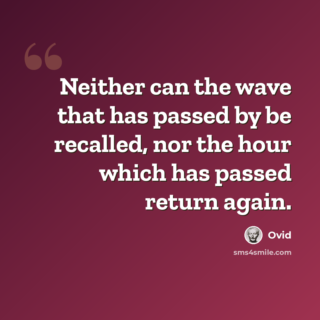 “Neither can the wave that has passed by be recalled, nor the hour which has passed return again.” quote by Ovid