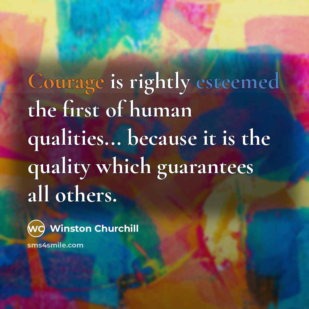 “Courage is rightly esteemed the first of human qualities... because it is the quality which guarantees all others.” quote by Winston Churchill