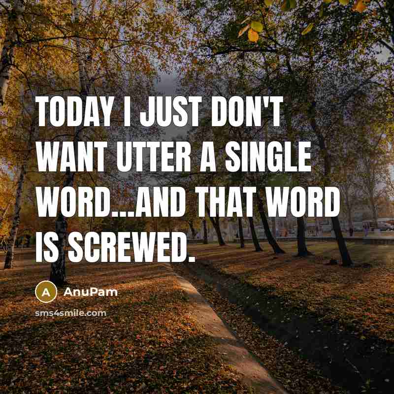 “Today I just don't want utter a single word...and that word is Screwed.” quote by AnuPam