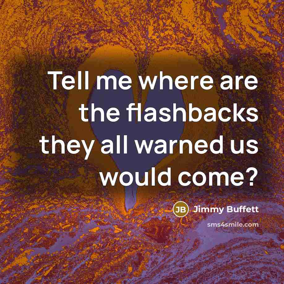 “Tell me where are the flashbacks they all warned us would come?” quote by Jimmy Buffett