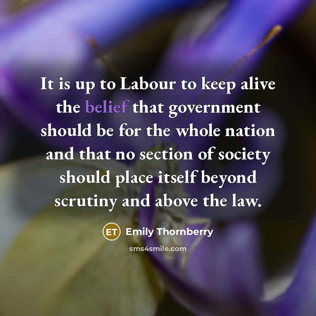 “It is up to Labour to keep alive the belief that government should be for the whole nation and that no section of society should place itself beyond scrutiny and above the law.” quote by Emily Thornberry