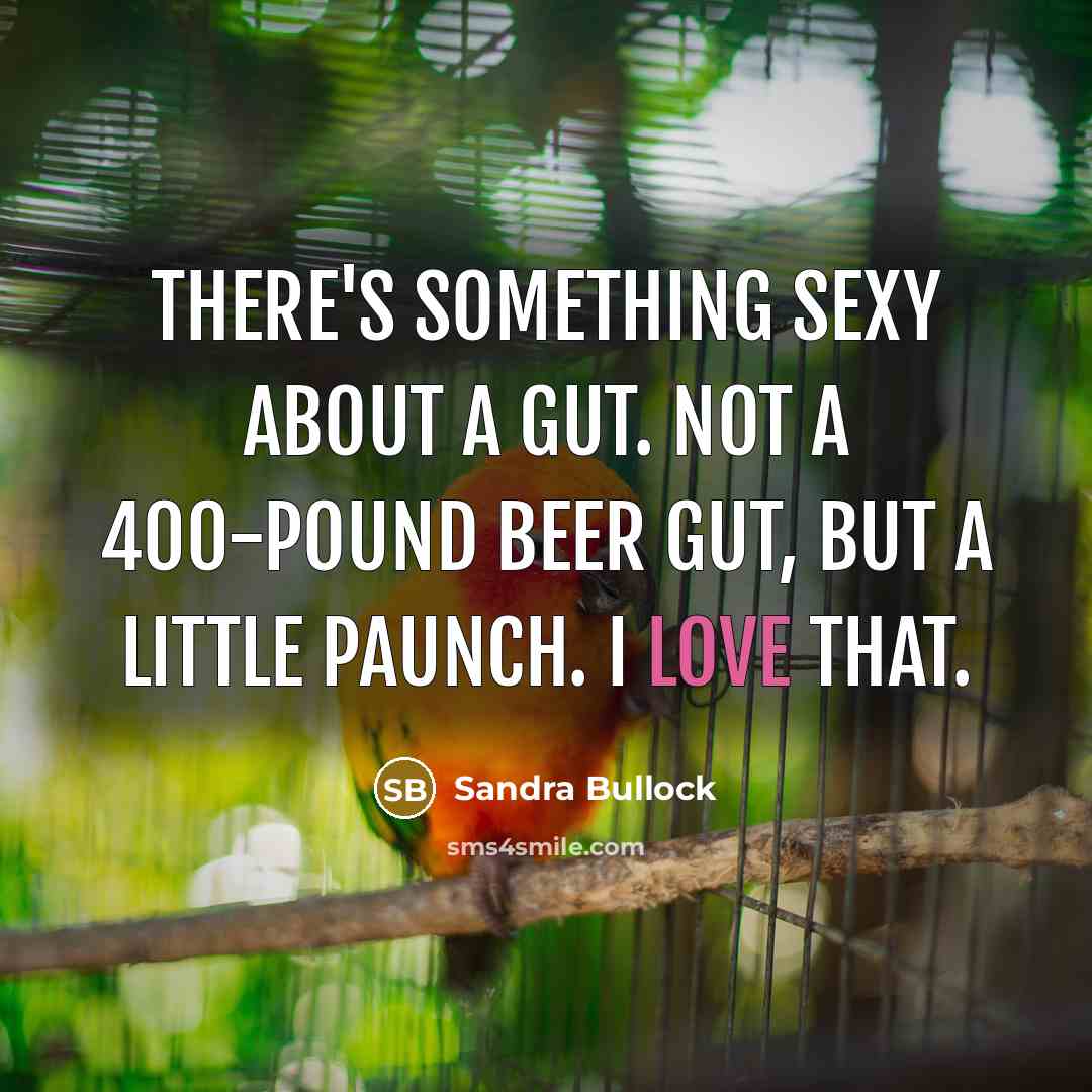 “There's something sexy about a gut. Not a 400-pound beer gut, but a little paunch. I love that.” quote by Sandra Bullock