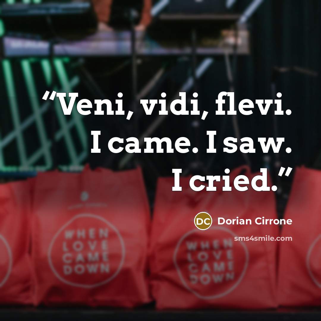 “Veni, vidi, flevi. I came. I saw. I cried.” quote by Dorian Cirrone