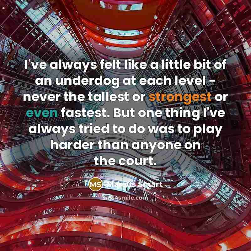 “I've always felt like a little bit of an underdog at each level - never the tallest or strongest or even fastest. But one thing I've always tried to do was to play harder than anyone on the court.” quote by Marcus Smart