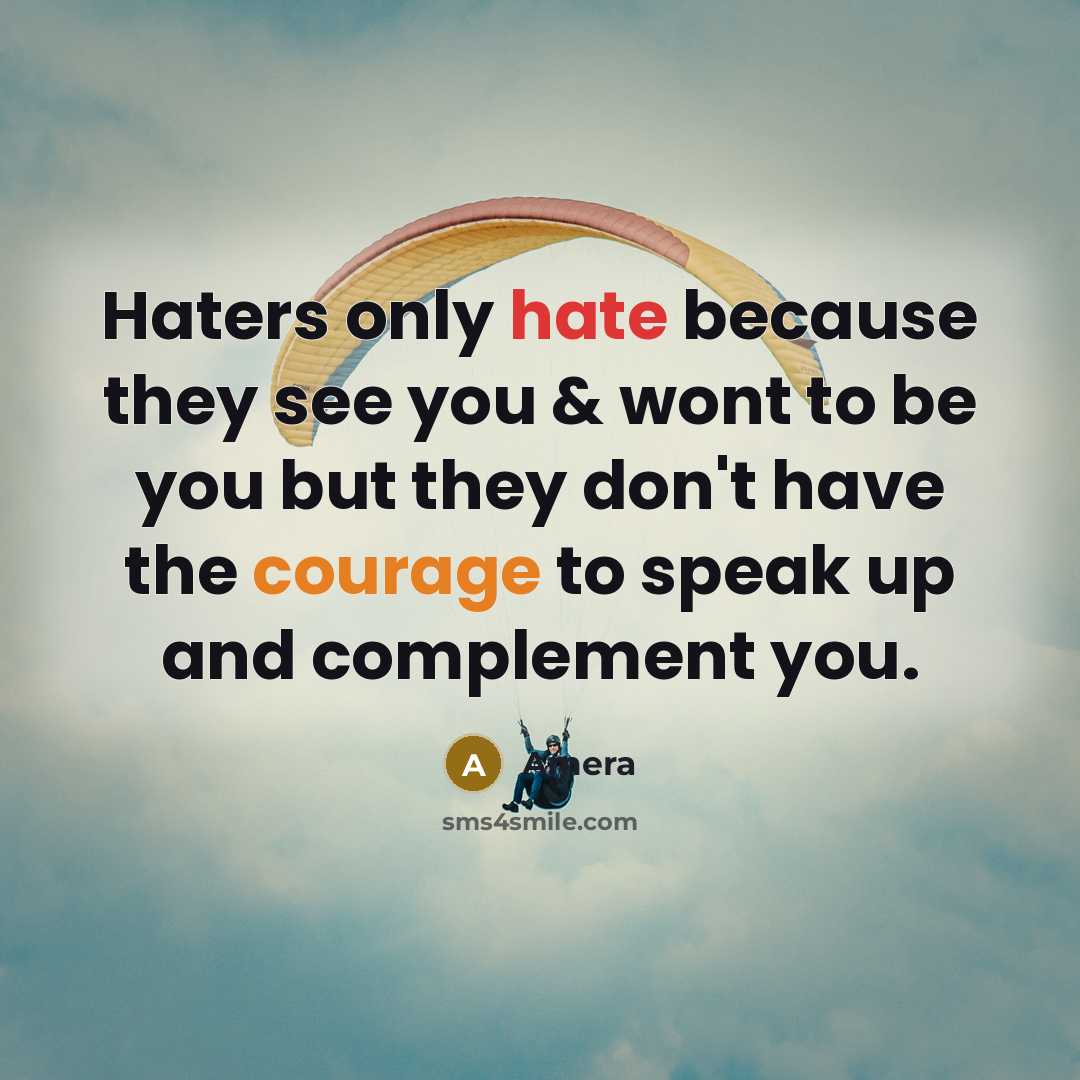 “Haters only hate because they see you & wont to be you but they don't have the courage to speak up and complement you.” quote by Amera