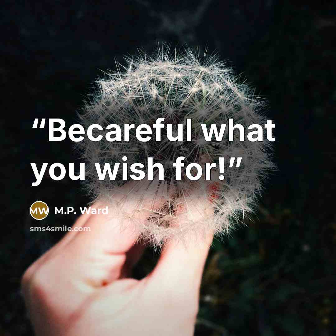 “Becareful what you wish for!” quote by M.P. Ward