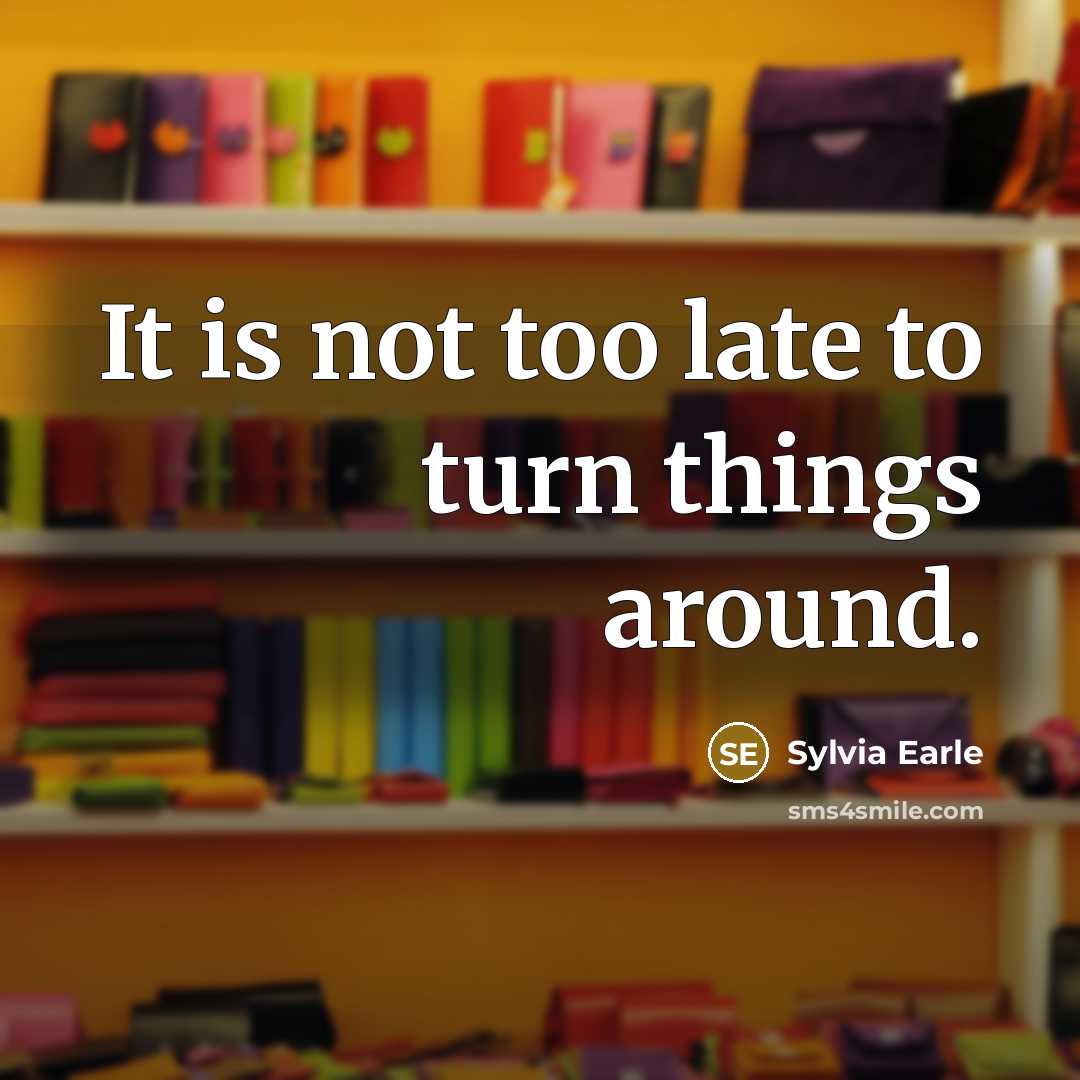 “It is not too late to turn things around.” quote by Sylvia Earle