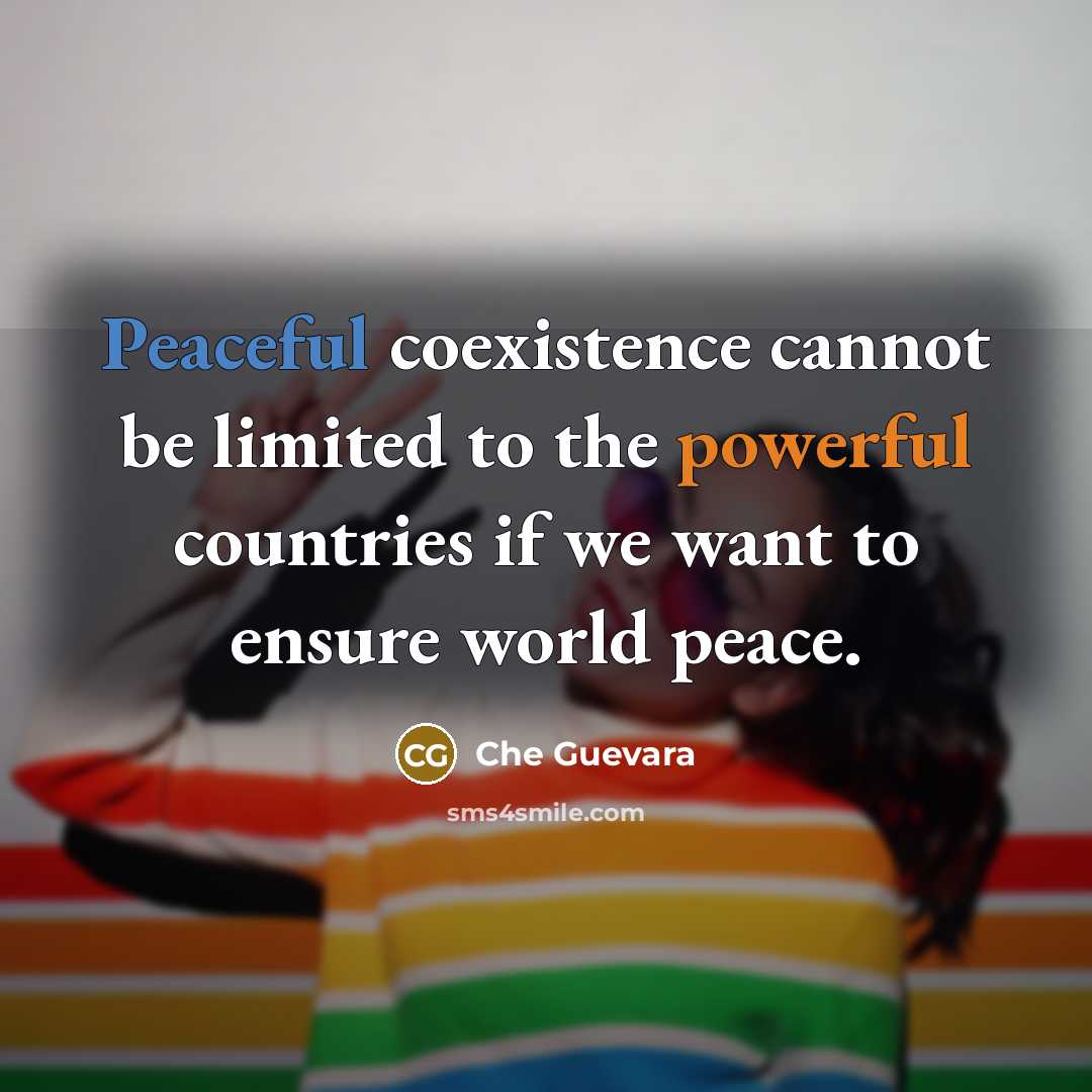 “Peaceful coexistence cannot be limited to the powerful countries if we want to ensure world peace.” quote by Che Guevara
