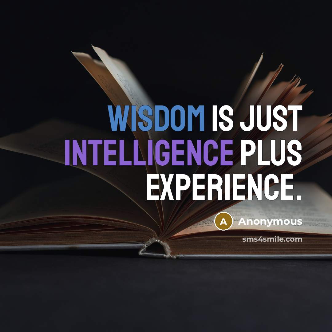 “Wisdom is just intelligence plus experience.” quote by Anonymous
