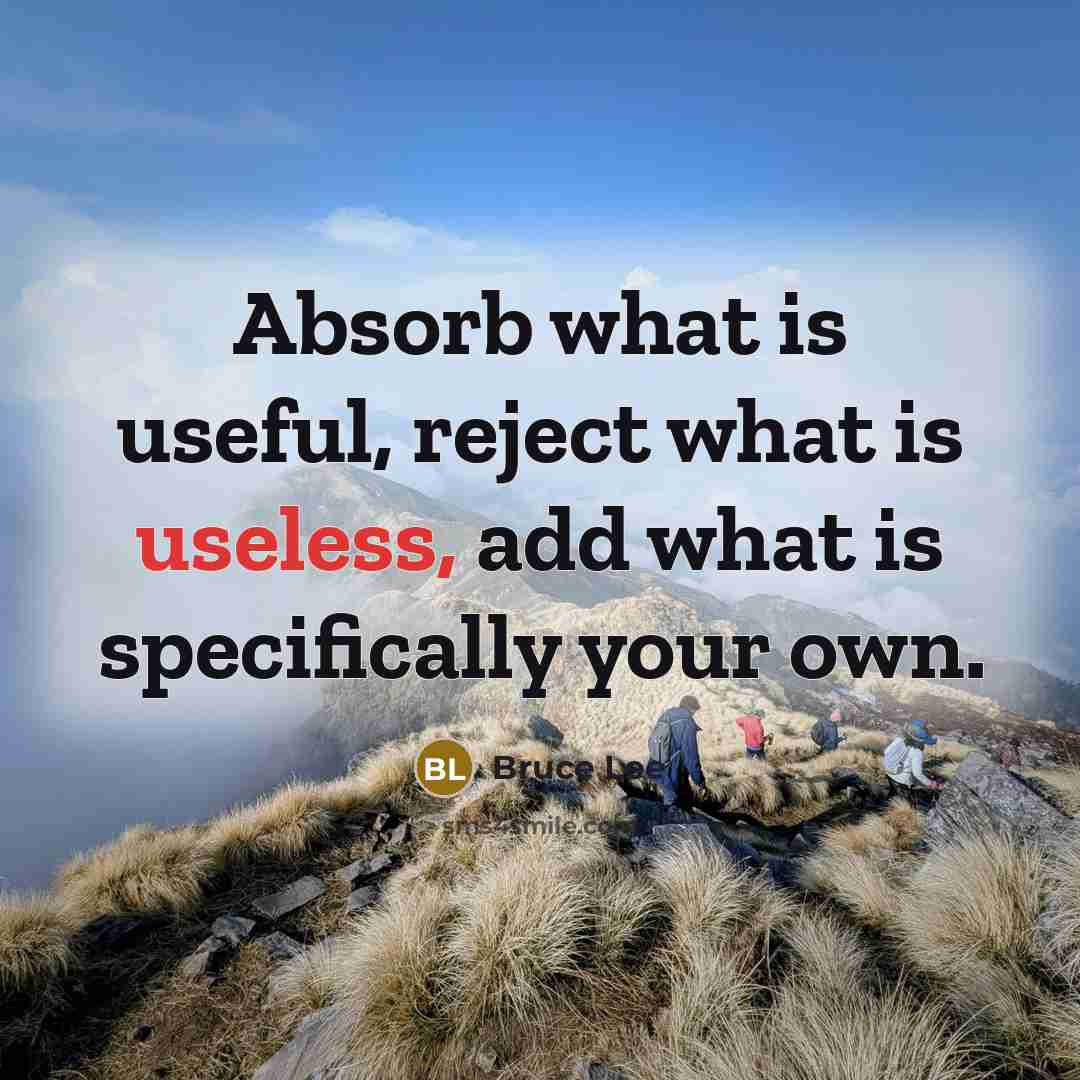“Absorb what is useful, reject what is useless, add what is specifically your own.” quote by Bruce Lee