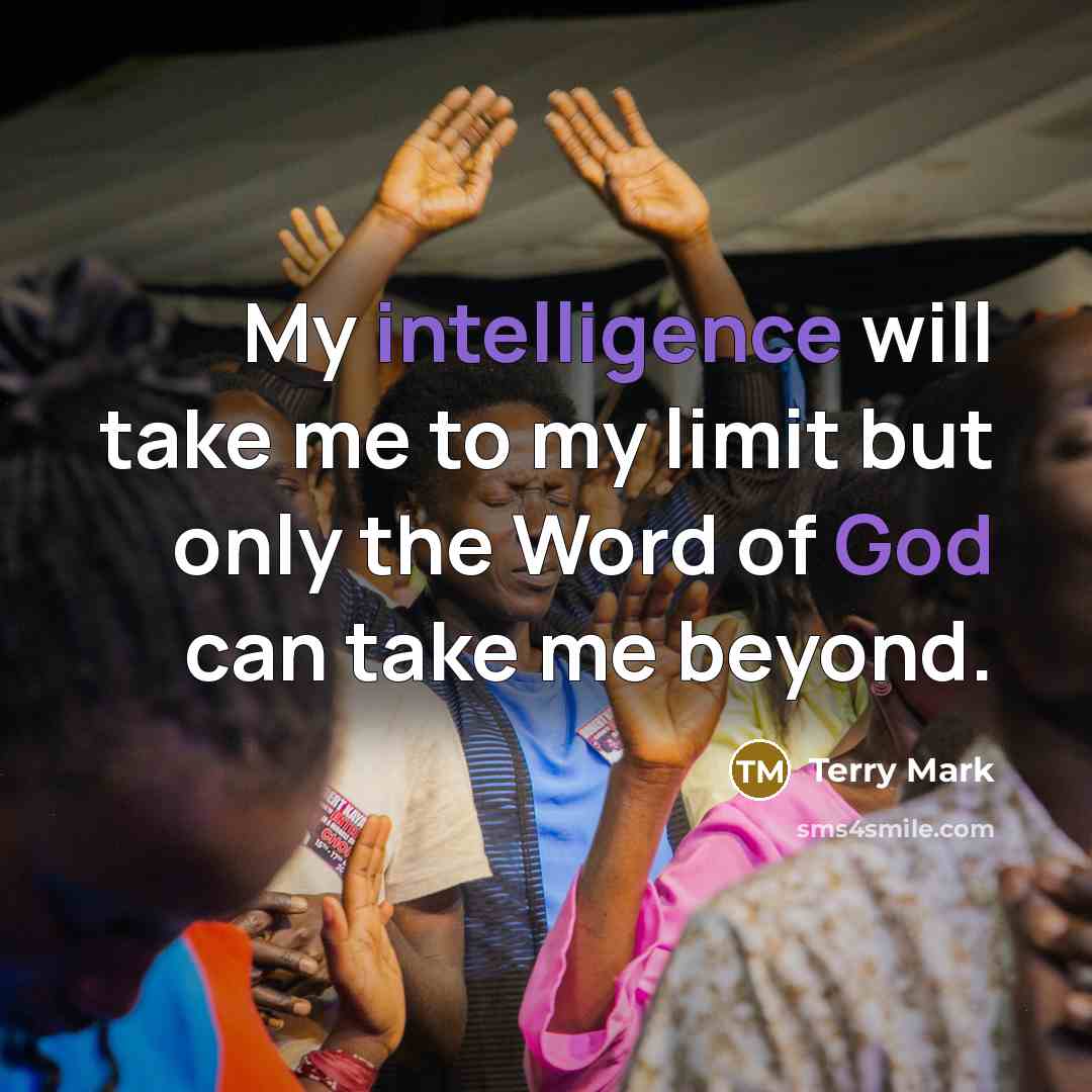 “My intelligence will take me to my limit but only the Word of God can take me beyond.” quote by Terry Mark