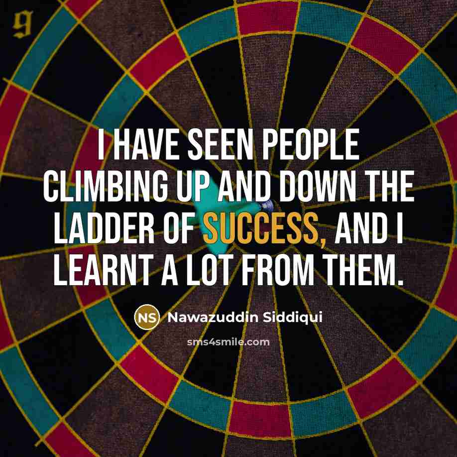 “I have seen people climbing up and down the ladder of success, and I learnt a lot from them.” quote by Nawazuddin Siddiqui