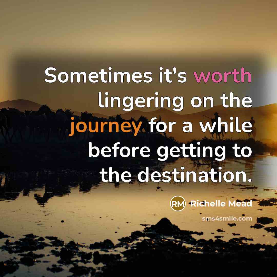“Sometimes it's worth lingering on the journey for a while before getting to the destination.” quote by Richelle Mead