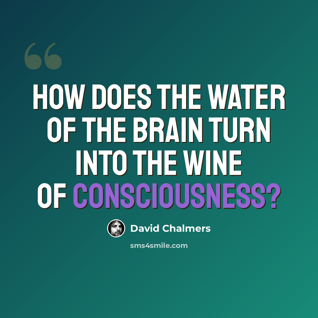 “How does the water of the brain turn into the wine of consciousness?” quote by David Chalmers