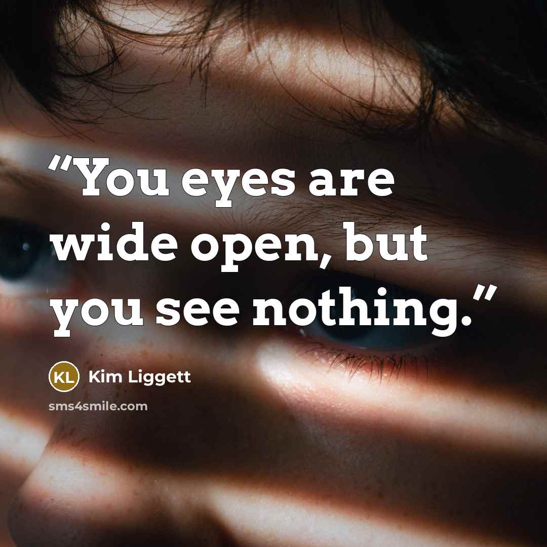 “You eyes are wide open, but you see nothing.” quote by Kim Liggett