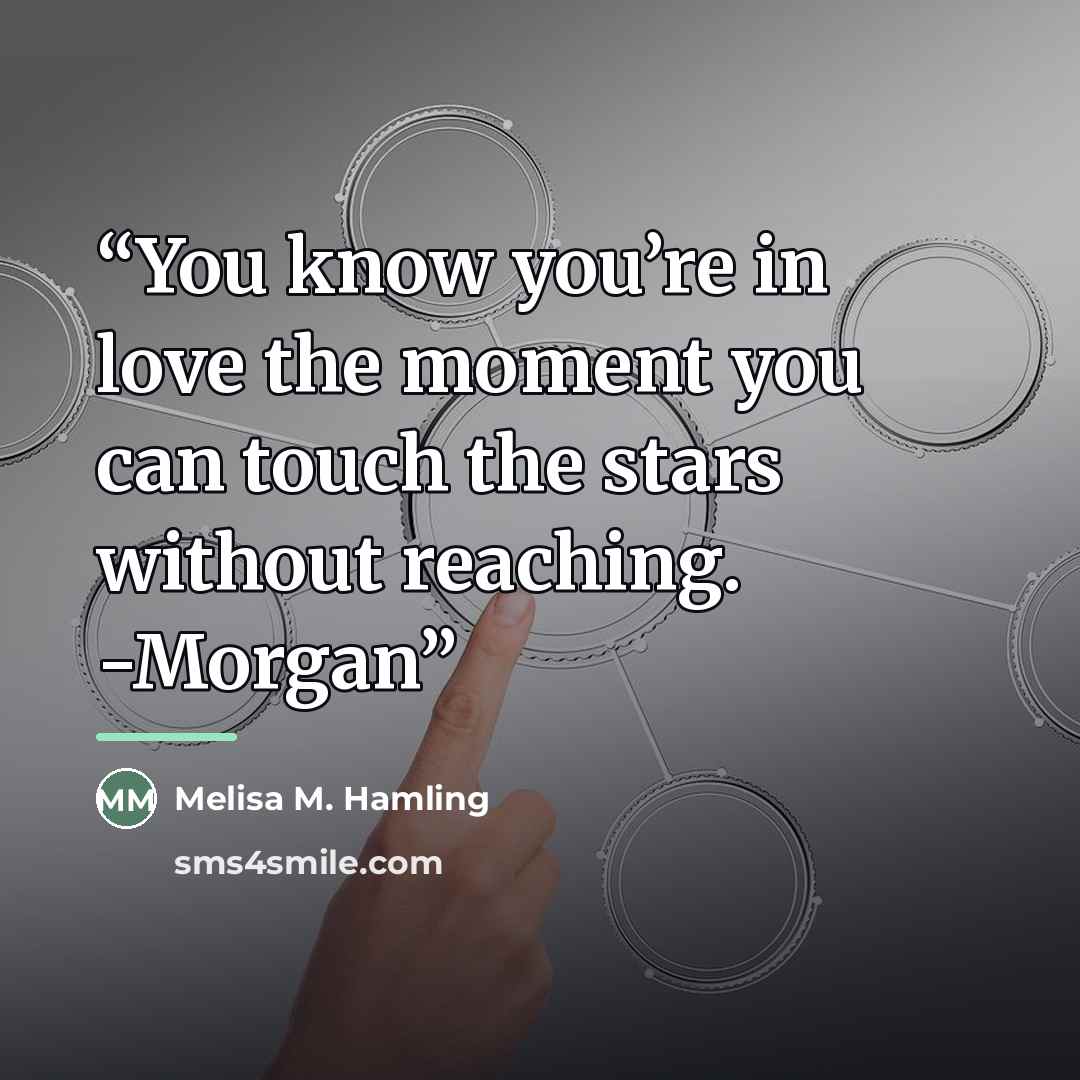 “You know you’re in love the moment you can touch the stars without reaching. -Morgan” quote by Melisa M. Hamling